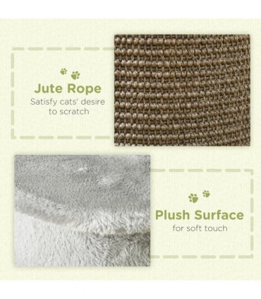 58cm Corner Cat Scratching Post for Wall w/ Covered Plush, Sisal Rope, Toy Balls