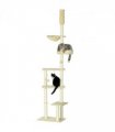 Cat Tree 6-Tier Floor to Ceiling with Scratching Post, Bed, Hammock - Beige
