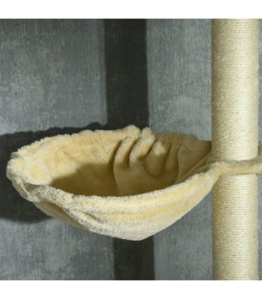Cat Tree 6-Tier Floor to Ceiling with Scratching Post, Bed, Hammock - Beige