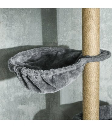 6-Tier Floor to Ceiling Cat Tree with Scratching Post, Bed, Hammock, Grey