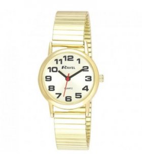 Watch Ladies Gilt Expander Strap Gold Polished Round Fit Bracelet