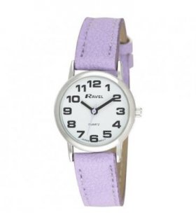 Watch: Classic Purple Leather Strap Quartz Movement Elegant Timepiece