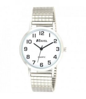 Watch Silver/White 36mm Basic Classic Easy Read Expander Bracelet R0201.01.1