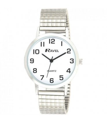 Watch Silver/White 36mm Basic Classic Easy Read Expander Bracelet R0201.01.1