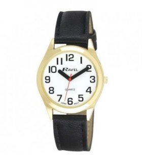 Watch Brass Black/Gold 36mm Ravel Mens Classic Strap Watch Black/Gold R0125.02.1