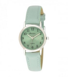 Watch Green Faux Leather 27mm Easy Read Classic Strap R0138 Women's Watch