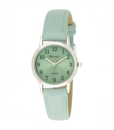 Watch Green Faux Leather 27mm Easy Read Classic Strap R0138 Women's Watch