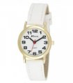 Watch White 36mm Metal Quartz Unisex Buckle Glass Dial Faux Leather Band
