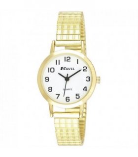 Wristwatches Gold/White 27mm Polished Round Case Easy Read Arabic Dial