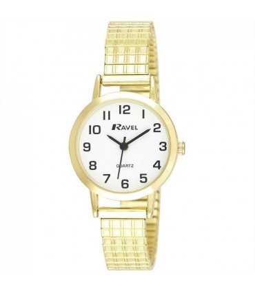 Wristwatches Gold/White 27mm Polished Round Case Easy Read Arabic Dial