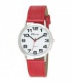 Watch Red Faux Leather Strap 36mm Easy Read White Dial Black Hands Quartz
