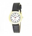 Watch Classic Leather Strap Black/Gold Elegant Design Women's Timepiece