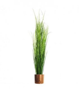 Metal 130cm Green Artificial Extra Large Grass Plant with Copper Metal Planter