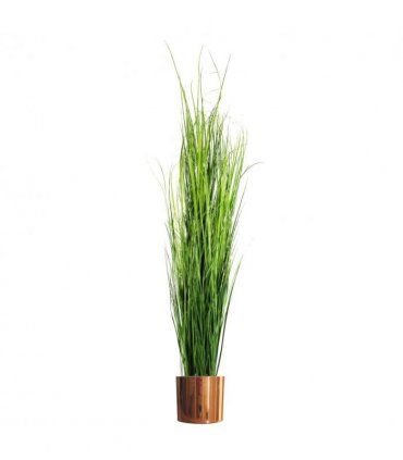 Metal 130cm Green Artificial Extra Large Grass Plant with Copper Metal Planter