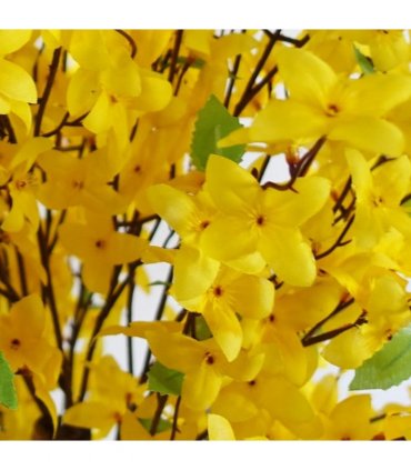 Artificial Forsythia Tree - 120cm Yellow Silk Flowers Natural Wood Trunk 50x50cm