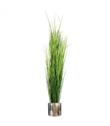 Artificial Onion Grass Plant 130cm Green Silver Metal Planter High Quality