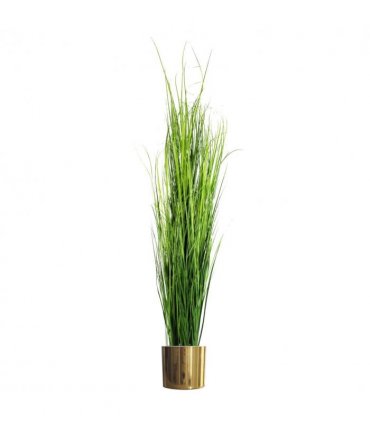 Artificial Extra Large Grass Plant 130cm Gold Metal Planter Green Leaf Design UK