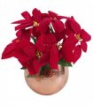 Artificial Christmas Xmas Red Poinsettia 40cm Copper Hammered Metal Planter