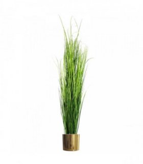 Artificial Onion Grass Plant 130cm with Gold Metal Planter Green High Quality