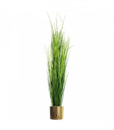 Artificial Onion Grass Plant 130cm with Gold Metal Planter Green High Quality