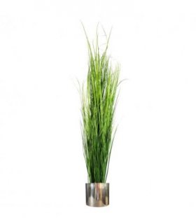 Artificial Extra Large Grass Plant 130cm Green Silver Metal Planter Home Decor