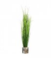 Artificial Extra Large Grass Plant 130cm Green Silver Metal Planter Home Decor