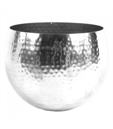 Artificial Christmas Xmas Red Poinsettia 40cm Silver Hammered Metal Planter