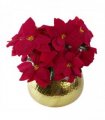 Artificial Christmas Xmas Poinsettias Gold Curve Large Metal Planter