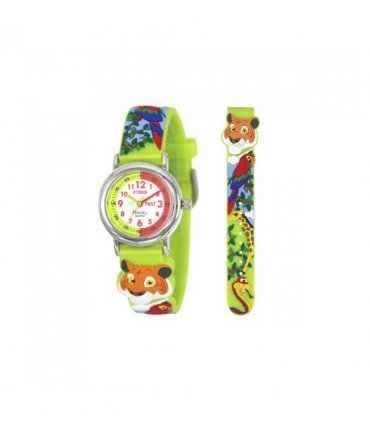 Children Time Teacher Watch Lime Green Jungle 27mm PVC Strap Summer Tweets