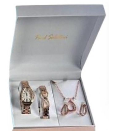 Paul Salatini Ladies Bling Gold Dial Gold Barcelet Watch Gift Sets 2500G