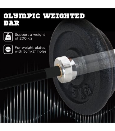 Barbell Bar for 2"/5cm Weight Plates, Home Gym Weight Lifting Bar, 210cm, 20kg