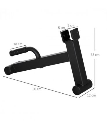 Steel Black 33H x 50L x 12Wcm Deadlift Barbell Jack with Non-Slip
