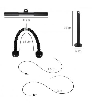 Steel and nylon Black ?2.5 x 36Lcm Cable Pulley System, Lat Pull Down System