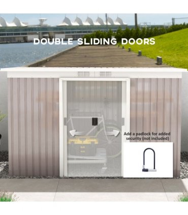 Garden Storage Shed Store Metal Roof Building Tool Box Container Light Grey