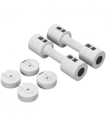 Adjustable Dumbbells Set White Plastic and Steel 2.5kg x 2 Compact 7.5 x 26.5cm