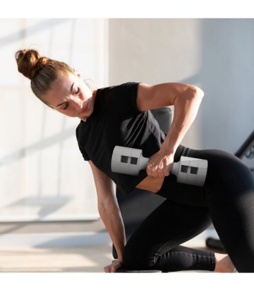Adjustable Dumbbells Set White Plastic and Steel 2.5kg x 2 Compact 7.5 x 26.5cm