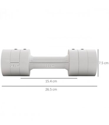 Adjustable Dumbbells Set White Plastic and Steel 2.5kg x 2 Compact 7.5 x 26.5cm