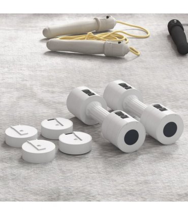 Adjustable Dumbbells Set White Plastic and Steel 2.5kg x 2 Compact 7.5 x 26.5cm