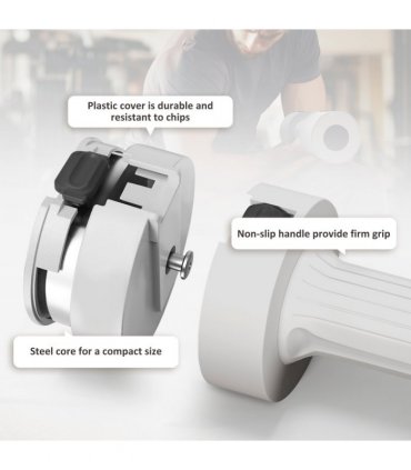 Adjustable Dumbbells Set White Plastic and Steel 2.5kg x 2 Compact 7.5 x 26.5cm