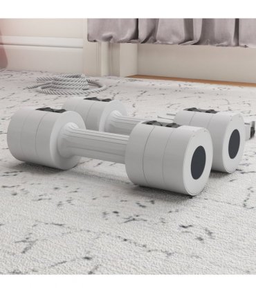 Adjustable Dumbbells Set White Plastic and Steel 2.5kg x 2 Compact 7.5 x 26.5cm
