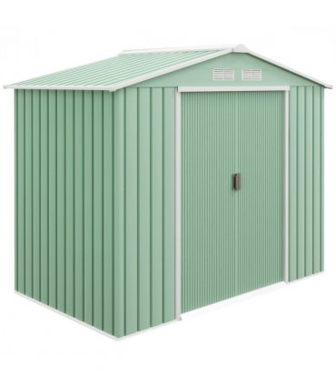 Garden Shed Storage Unit w/ Locking Door Floor Foundation Air Vent Light Green