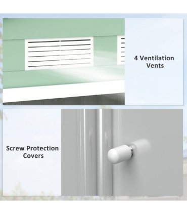 Garden Shed Storage Unit w/ Locking Door Floor Foundation Air Vent Light Green