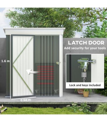 Small Garden Shed, Steel Lean-to Shed for Bike with Adjustable Shelf, Lock, 5x3
