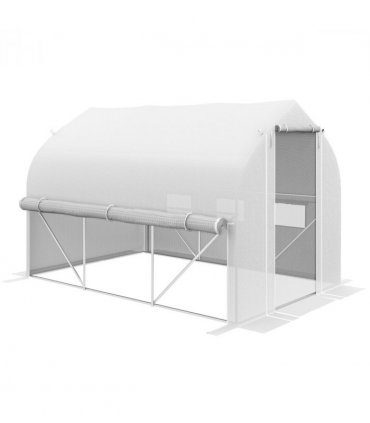3 x 2m Polytunnel Greenhouse with Roll Up Sidewalls, Mesh Door, Plant Labels