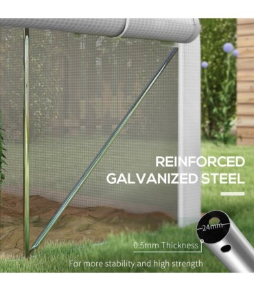 3 x 2m Polytunnel Greenhouse with Roll Up Sidewalls, Mesh Door, Plant Labels