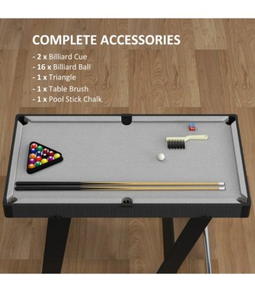 3.5ft Folding Billiard Table Set with Two Cues, 16 Balls, Chalk, Triangle, Brush