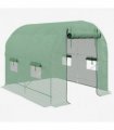 2.5 x 2m Walk-In Polytunnel Greenhouse with Steel Frame Roll Up Door Green