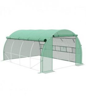 Green Walk-in Tunnel Greenhouse 397L x 302W x 200Hcm Galvanised Steel PE Durable
