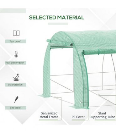 Green Walk-in Tunnel Greenhouse 397L x 302W x 200Hcm Galvanised Steel PE Durable
