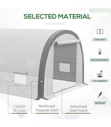 6 x 3(m) Upgraded Polytunnel Greenhouse w/ Mesh Door & Windows, 15 Plant Labels